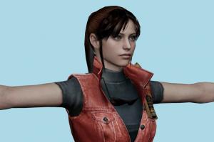 Claire RE2 Resident-Evil, RE, resident, evil, female, woman, girl, people, human, xna, characters, rigged